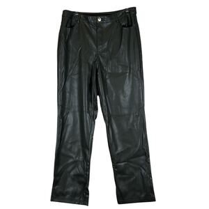 NWT Marc New York Faux Leather Pants Womens 14 Green Straight Leg Moto Biker 90s